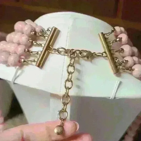 Chunky pink beaded 5 standard necklace - Picture 8 of 16